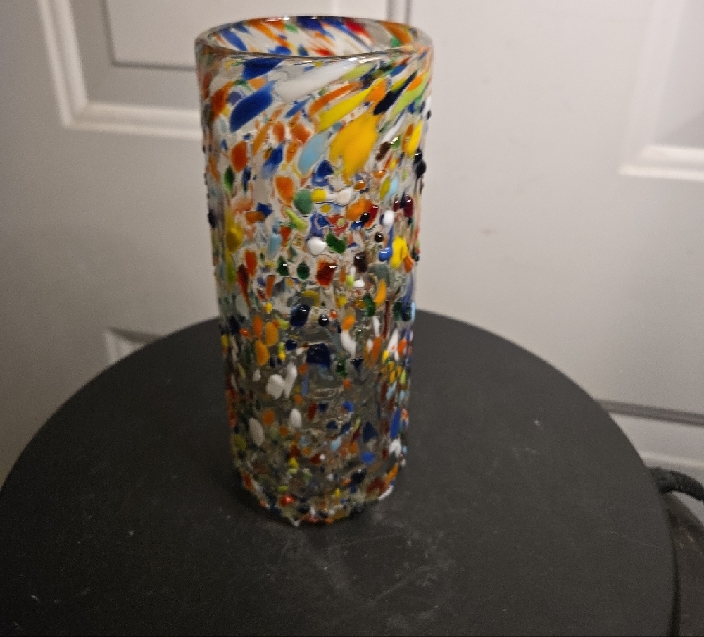 Colorful Multicolor Hand Blown Glass Vase - Picture 6 of 9